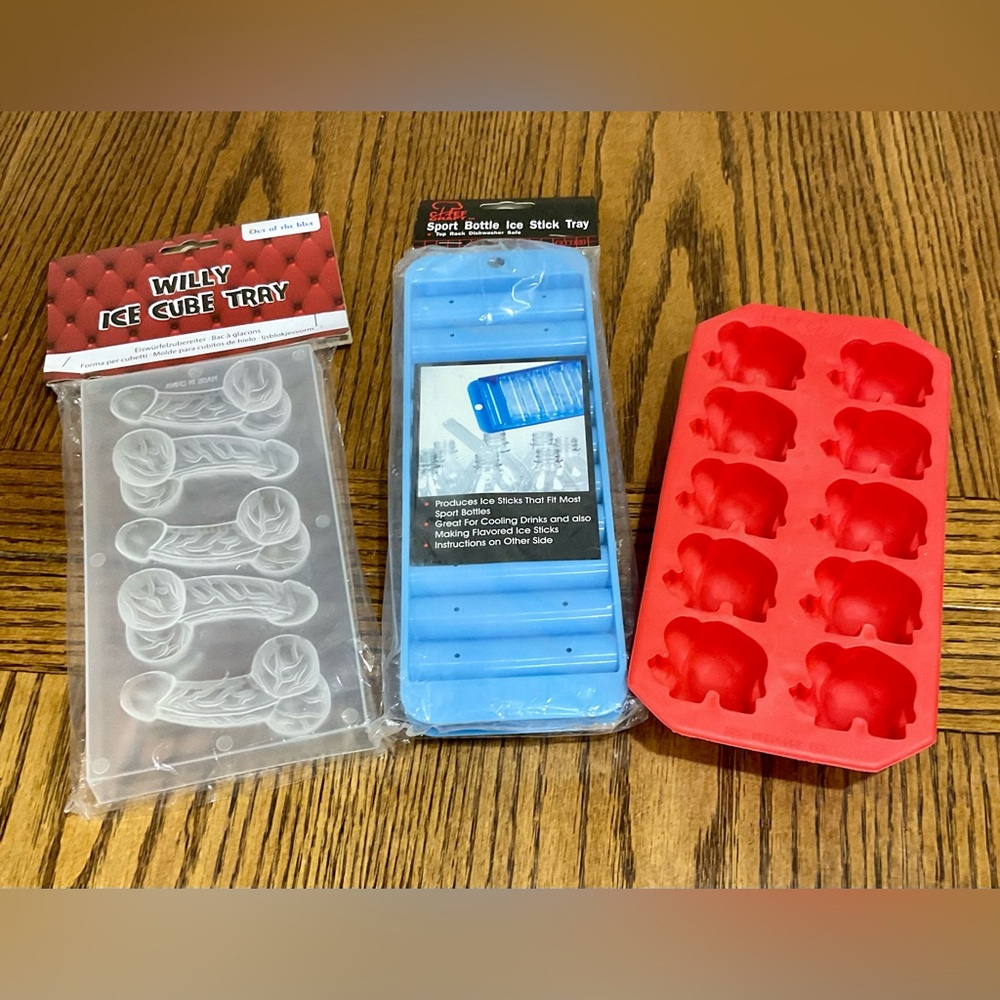 Ice cube trays: sport, elephant & naughty Willy ice molds set